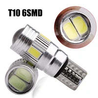 1pcs t10 w5w auto interior xenon white led turn signal 5630 6smd lens projector solid aluminum bulbs side marker parking light