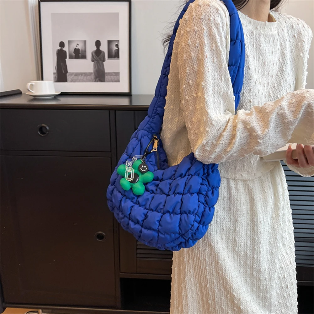 

Plaid Crossbody Bag Women Shoulder Bag Quilted Shopper Purse Korean Satchel Bags Leisure Ruched Solid Chest Bag Tote Bag