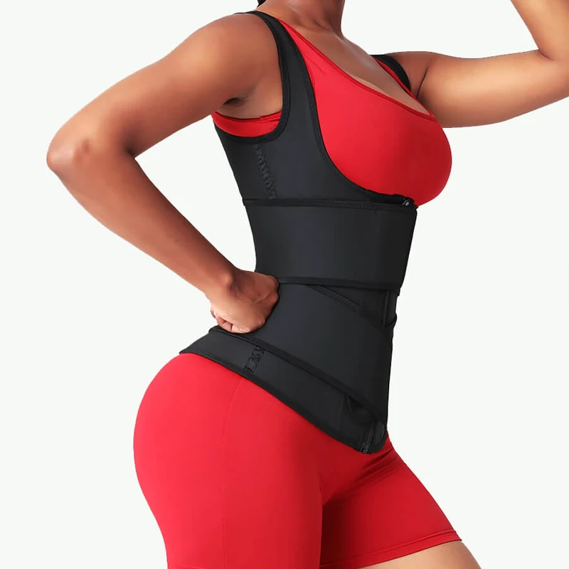 Latex Waist Trainer Vest Snatched Corset Women Double Strap Body Shaper 2 Belt Waist Cincher Shapewear Slimming Band Enhancer
