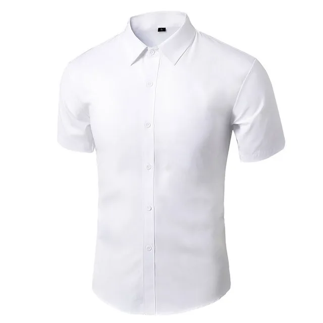 Summer Dress Social Shirts Men Non-iron Workwear Male Short Sleeve Slim Shirt White Black Branded Men's Clothin