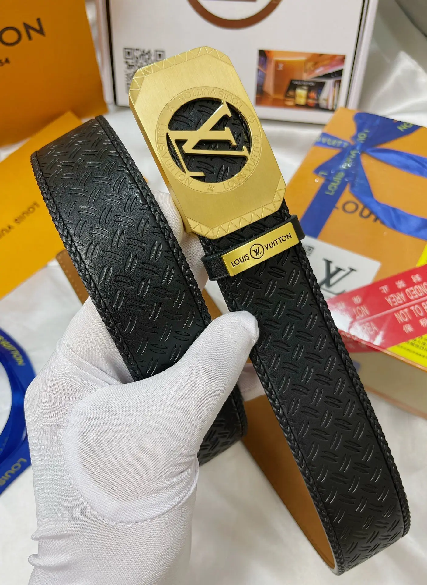 точная копия 1:1 Модный Новый Мужской Ремень В Стиле Louis Vuitton Универсальный Простой Пояс Для Бутика Ювелирных ИзделИй И Одежды 38 См