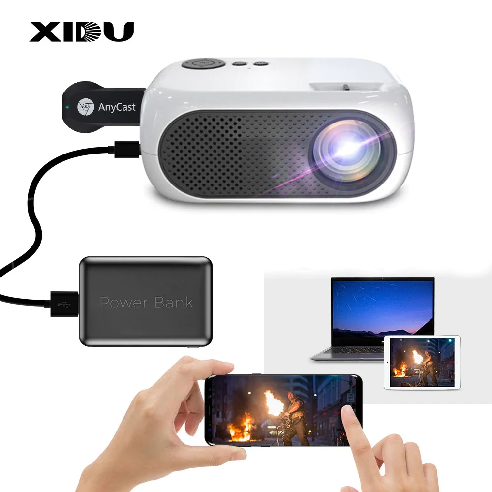 XIDU Mini Projector Support 1080P Full HD Native 480P LED Projector For Android Phone iPhone iPad Stick Roku Chromecast Beamer