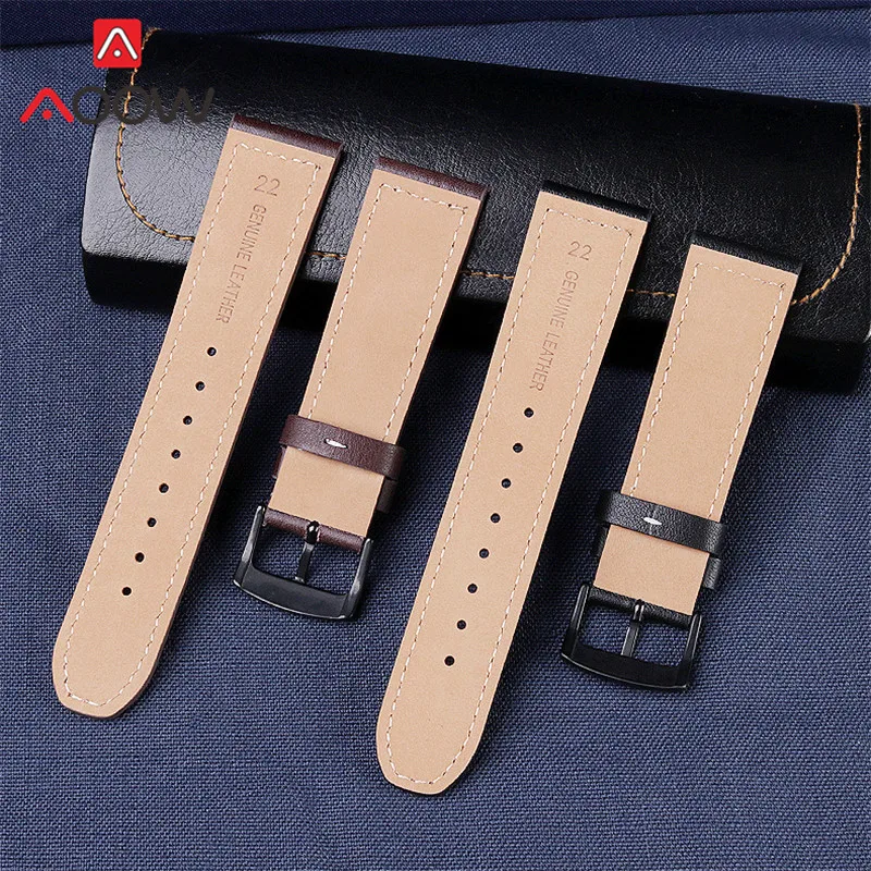 22mm Genuine Cowhide Leather Strap for Citizen CA0695-17E CA4210 AW1360 Stainless Steel Buckle Men Brown Bracelet Watch Band