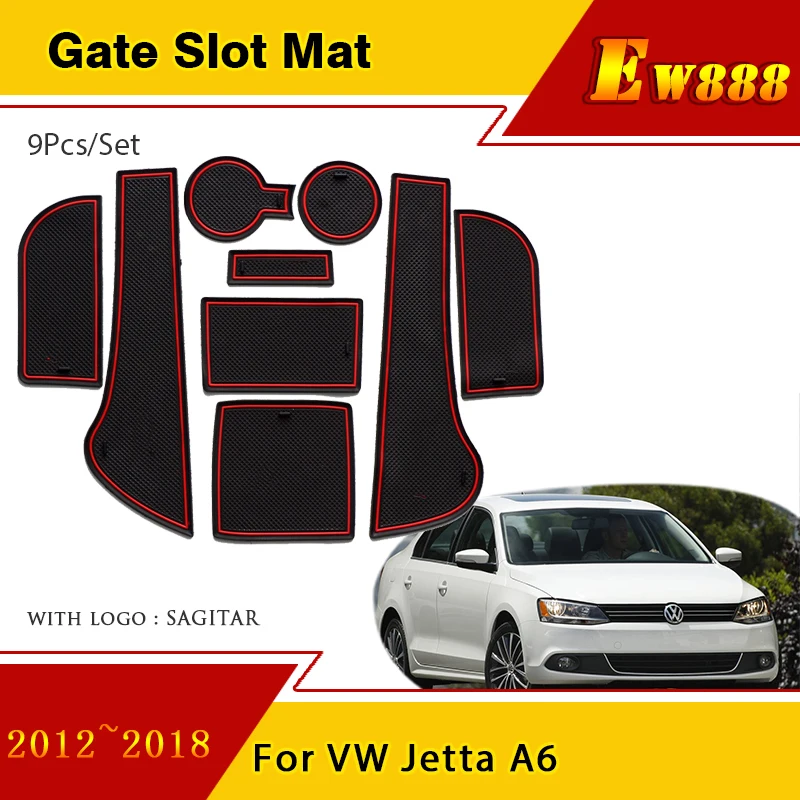 Protector Mats for Volkswagen VW Jetta A6 MK6 Accessories 2012~2018 Cup Cushion Holder Console Liners Dust Mat Pads Car Interior
