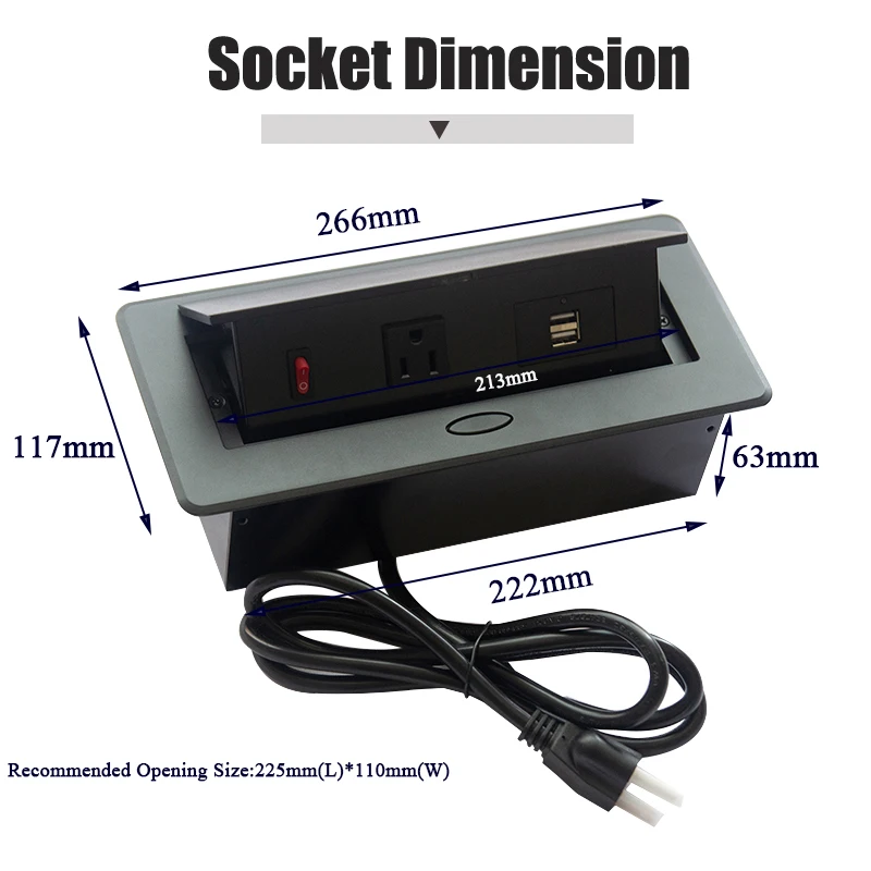 Штепсельная вилка США демпфирующая медленная Выдвижная настольная