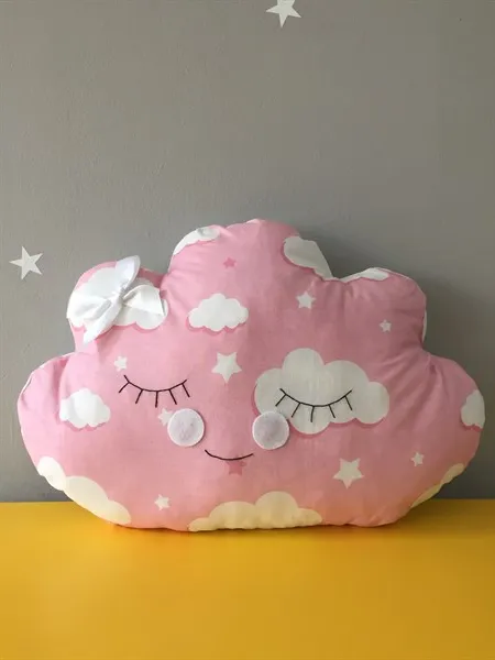 

Jaju Baby Kids / Baby Pink Cloud Bow Crib Protection Decor Pillow