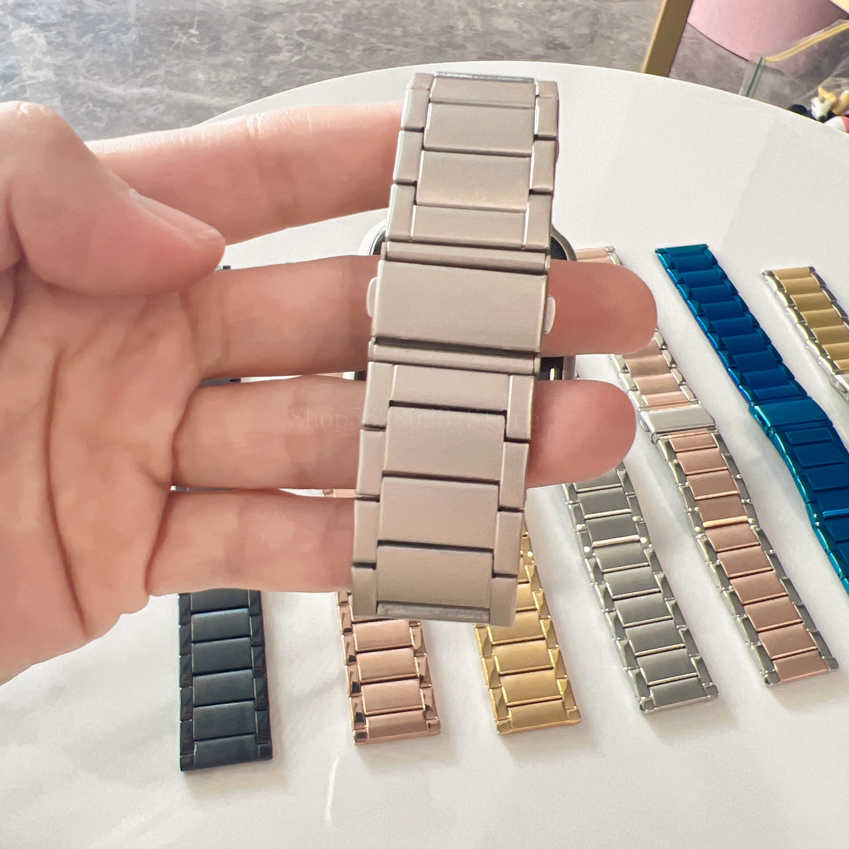 Strap For Apple watch Band 7 45mm 40mm 38mm 42mm 41 44 mm Accessorie starlight Metal bracelet for iWatch serie 7 4 5 6 se 3