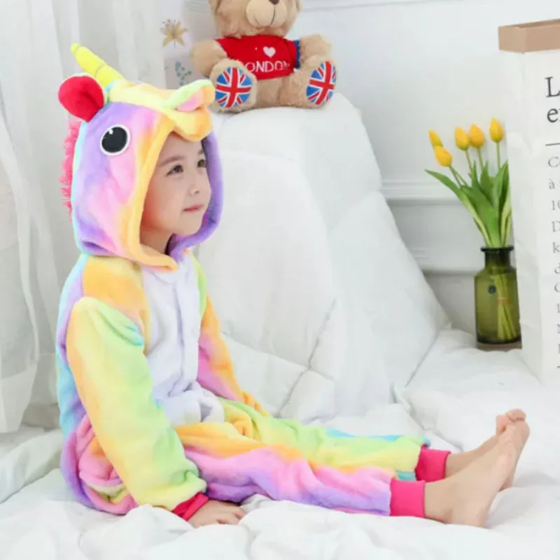 Family Kigurumi Pajamas Rainbow Unicorn Animal Onesie Cosplay Costume Pajamas For Kids and Adults