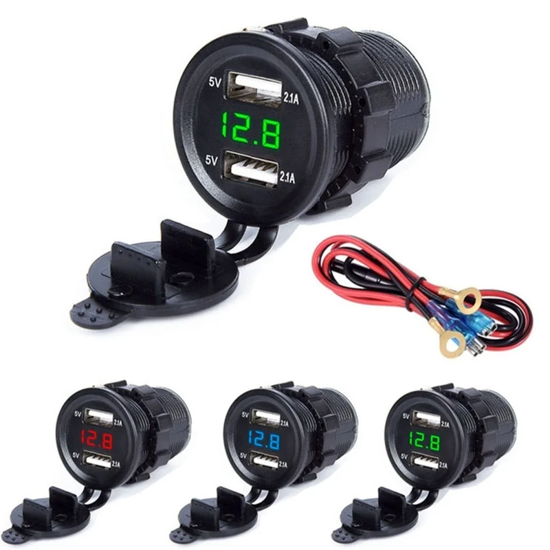 

Универсальное зарядное устройство для автомобиля и мотоцикла, 5 В, 2,1 А, 2USB-порта, розетка 12 В, 24 В