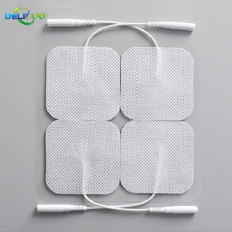

10Pcs 2mm Plug Non-woven Fabric Reusable Self Adhesive Electrode Pads Conductive Gel Pad Body Digital Physiotherapy Massager