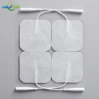 10pcs 2mm plug non woven fabric reusable self adhesive electrode pads conductive gel pad body digital physiotherapy massager