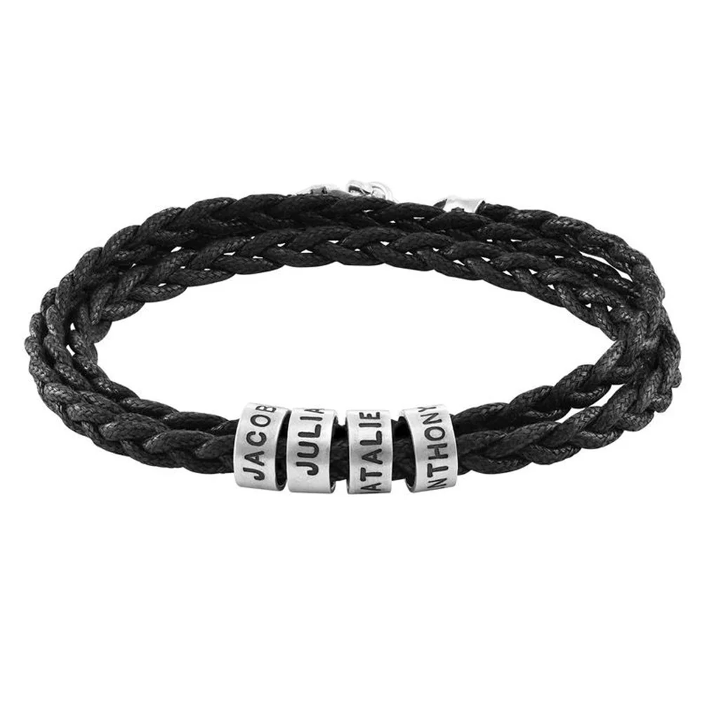 

Men's Bracelet Personalized Stainless Steel Beads Marked Name Bracelet