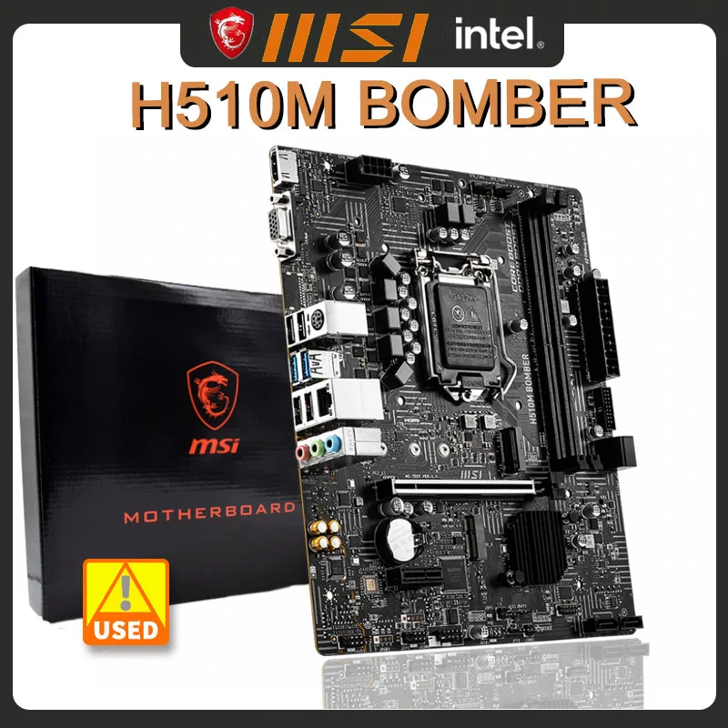 

Материнская плата MSI H510M BOMBER Intel H510 LGA 1200 для поддержки процессора 10 11 gen M.2 PCIe 4,0, USB 3,2 Gen 64G