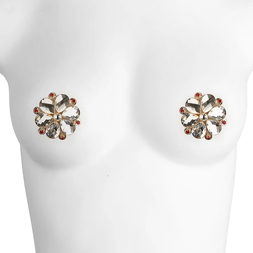 Women's Sexy 1 Pair Rhinestone Decor Nipple Cover Reusable Protector Breast Wear Petal Nipple Pasties Bra Pads Chest Stickers