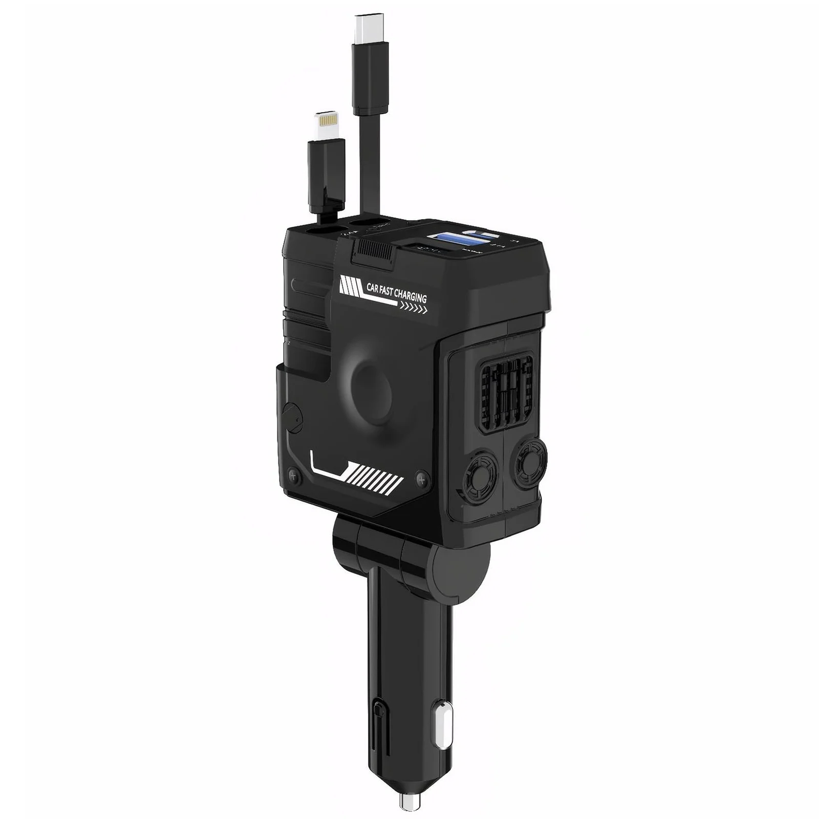 Автомобильное зарядное устройство 4 в 1 с цифровым дисплеем и быстрой зарядкой