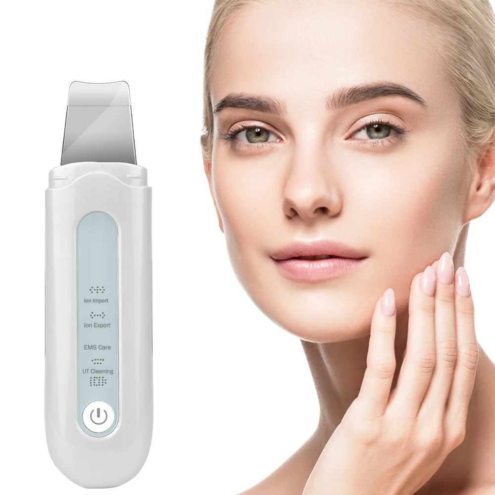 

Ultrasonic Skin Scrubber Rechargeable Ion Deep Face Cleaning Vibration Massager Acne Blackhead Removal Cleanser Exfoliating Pore