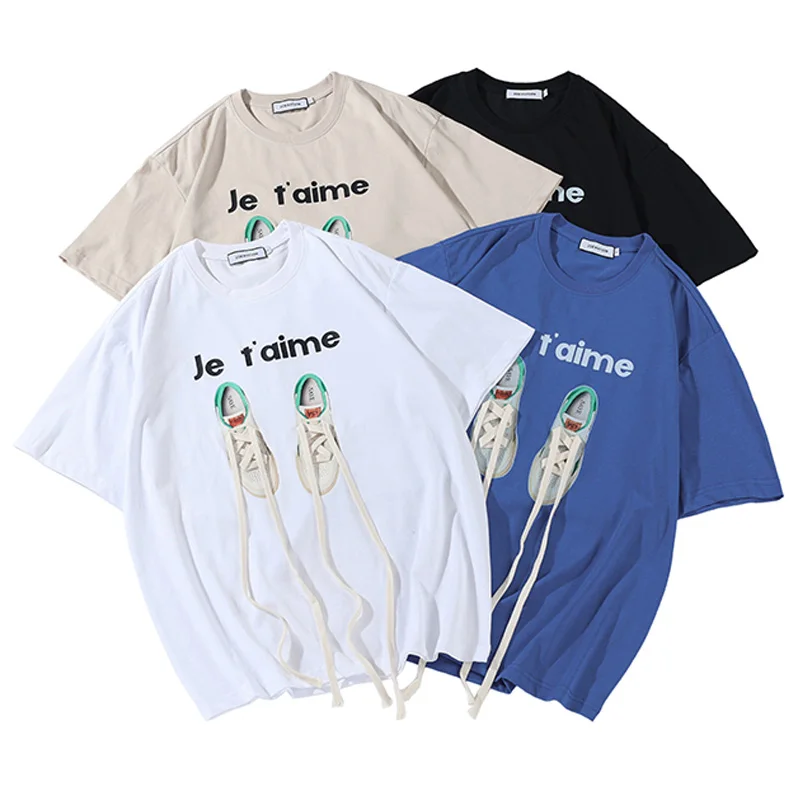 

Summer 2022 Shoes Straps originality aesthetic Loose Women/man Oversized T Shirt Fashion Female Cotton Letters Couple Tops Tees