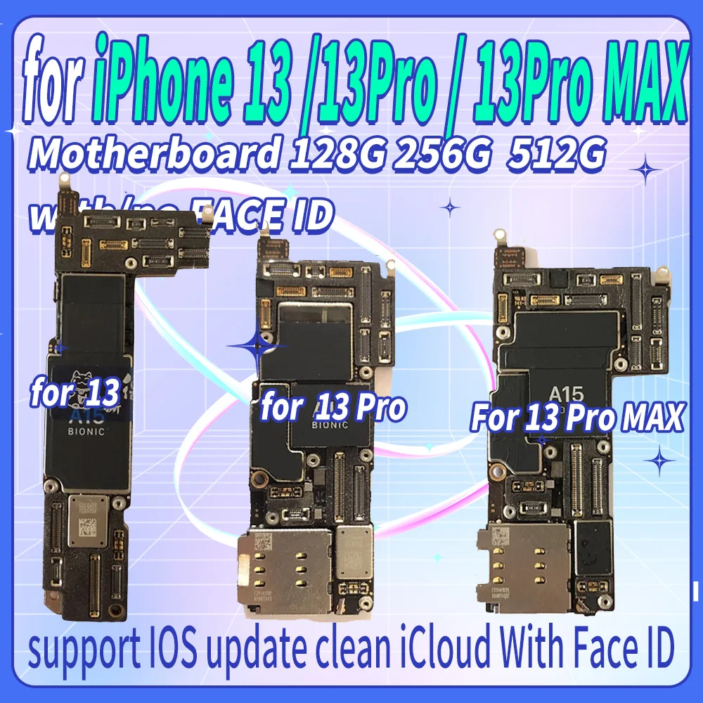 

Материнская плата для iPhone 13 / 13Pro / 13 P MAX, с поддержкой iOS, обновление без iCloud, Логическая плата для iPhone 13 Pro Max, полные чипы, рабочий Мб
