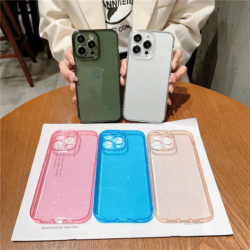

Luxury glitter camera protection Case for iphone 14 14pro 14 Pro Max Transparent shockproof hard PC cover for iphone 14pro