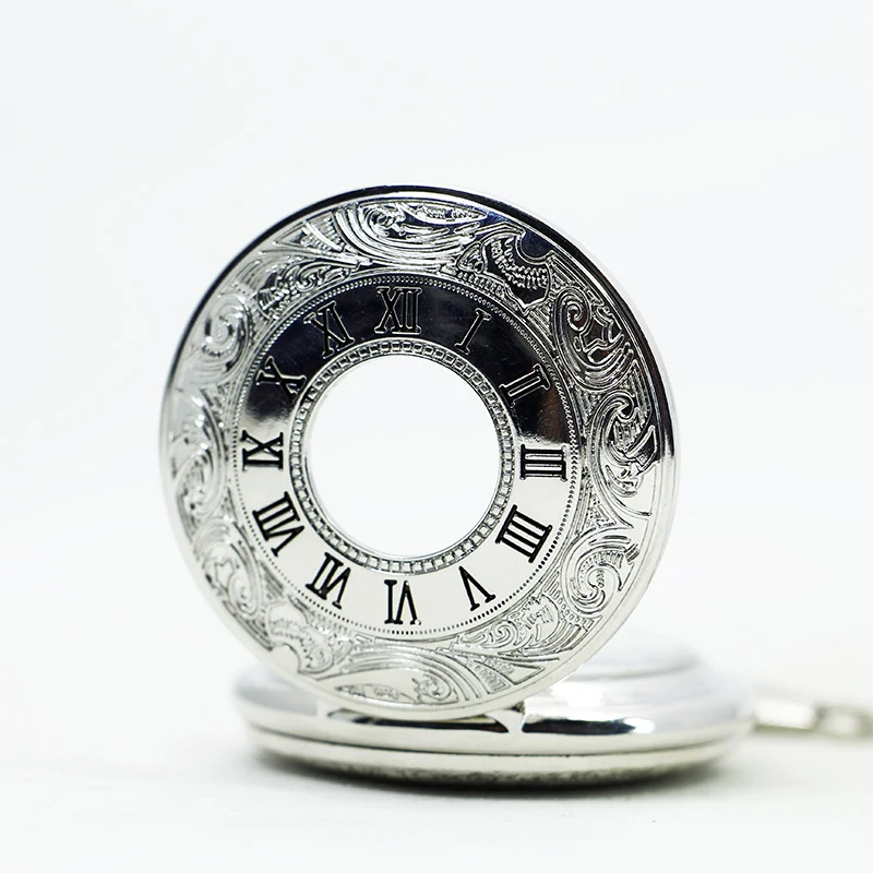 Antique Fashion Roman Numeral Display Mechanical Pocket Watch FOB Chain Clock Necklace Pendant Gifts for Men Women Friends