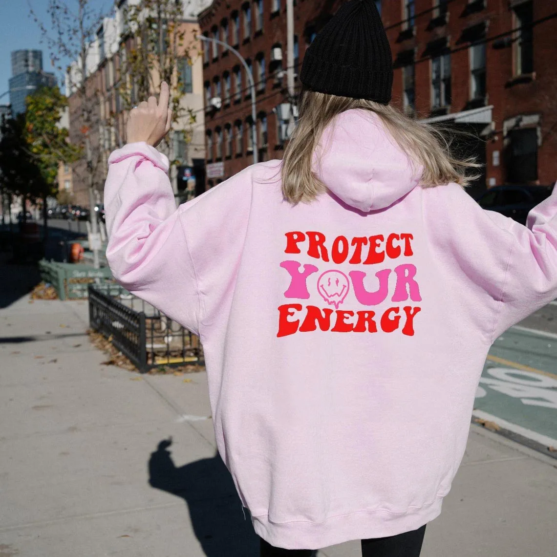

Модная женская толстовка с капюшоном Protect your energy, одежда, эстетический слоган, Модный Графический смешной хипстерский пуловер