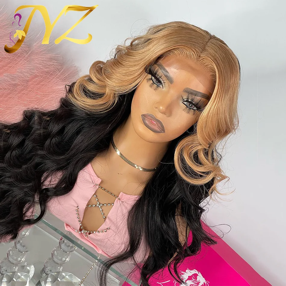 

Highlight #27 Colored Human Hair Wigs Body Wavy 13x4 Lace Frontal Wigs For Woman Honey Colored Remy Brazilian Pre-Plucked JYZ