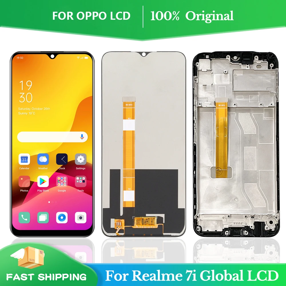 6,5 'оригинальный высококачественный ЖК-дисплей для Oppo Realme 7i Global RMX2193 кодирующий преобразователь сенсорного экрана в сборе Helio G85