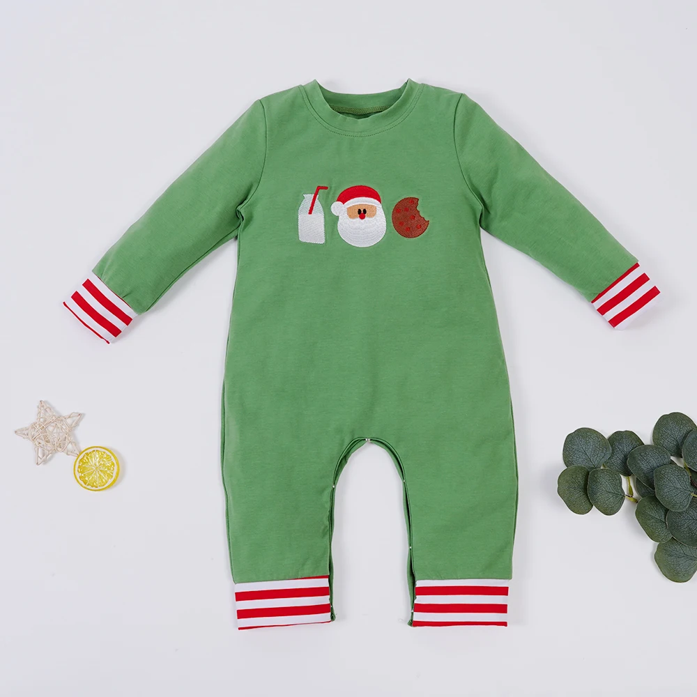 

2022 Christmas Baby Boy Clothes Toddler Romper Milk Embroidery Infant Long Sleeve Bodysuit Beautiful Children Jumpsuit 0-3T Boys