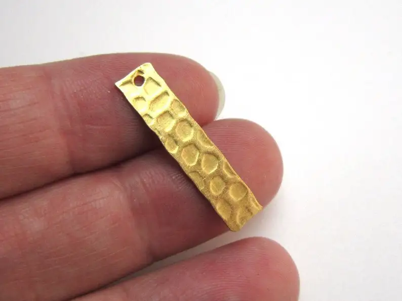 20pcs Brass Charms, Hemmered Rectangle Earring Charms, 26.7x6x0.7mm, Earring Accessories, Brass Jewelry making - R1765