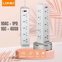 ldnio ac power strip 30w 10 ports pd qc multiprise power socket usb electrical charger adapter with surge protection plug socket
