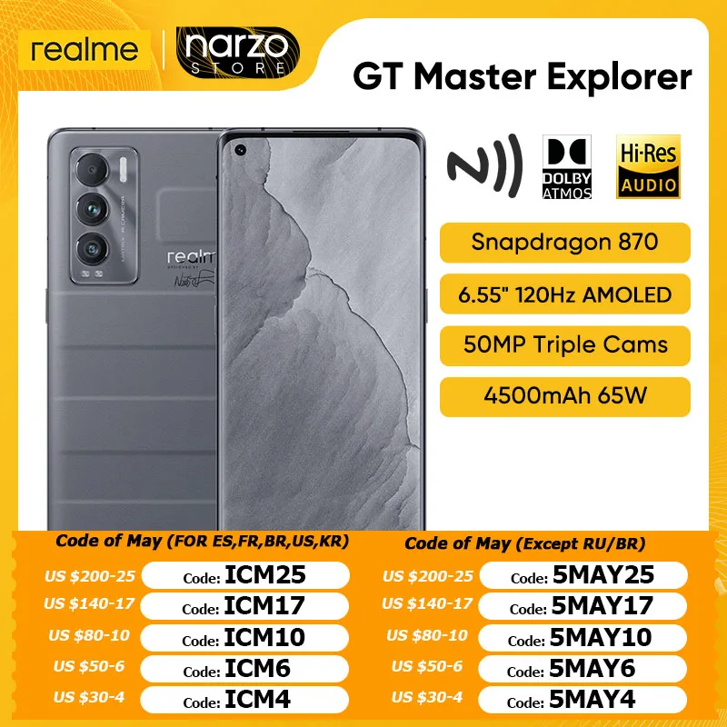 realme gt master explore edition 5g mobile phone snapdragon 870 6 55 fhd amoled 120hz 65w charger 50mp imx766 nomo cam ota nfc free global shipping