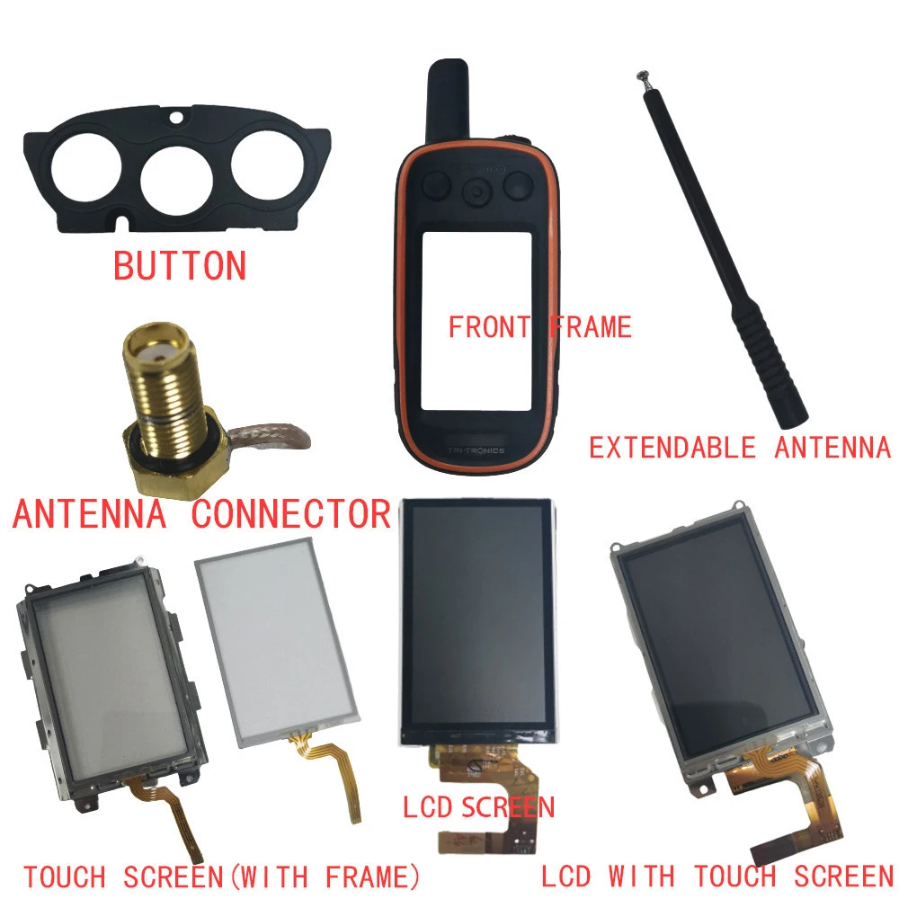 For Garmin Alpha 100 Alpha100 Touch Screen With Frame LCD Screen Antenna Connector Handheld GPS Tracker Accessories Repair Part