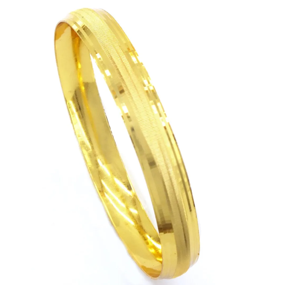 2 Pcs Imitation 0.8 Cm Gold Plated Bracelet Shiny Plain Model Ajda Wedding Women Accessory Jewelry Engagement Special Day Gift
