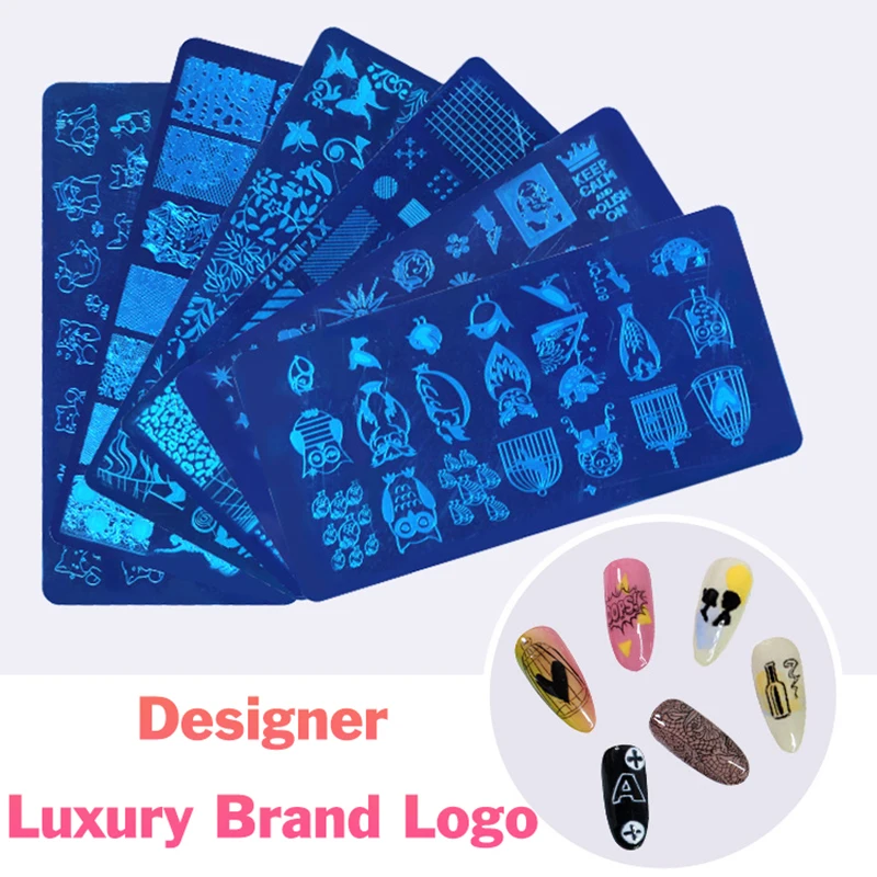 

Nail Art Stamping Plate Luxury Designer Brand Logo Steel Film Pattern Mold Templates Stencil Seal Decoration Manicure Tools