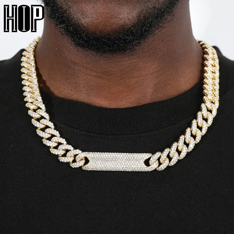 

Hip Hop 13MM 2Row Cuban Link Chain Bling Iced Out Necklace Bracelet Brass CZ AAA Stone Box Buckle Men Women Rapper Jewelry
