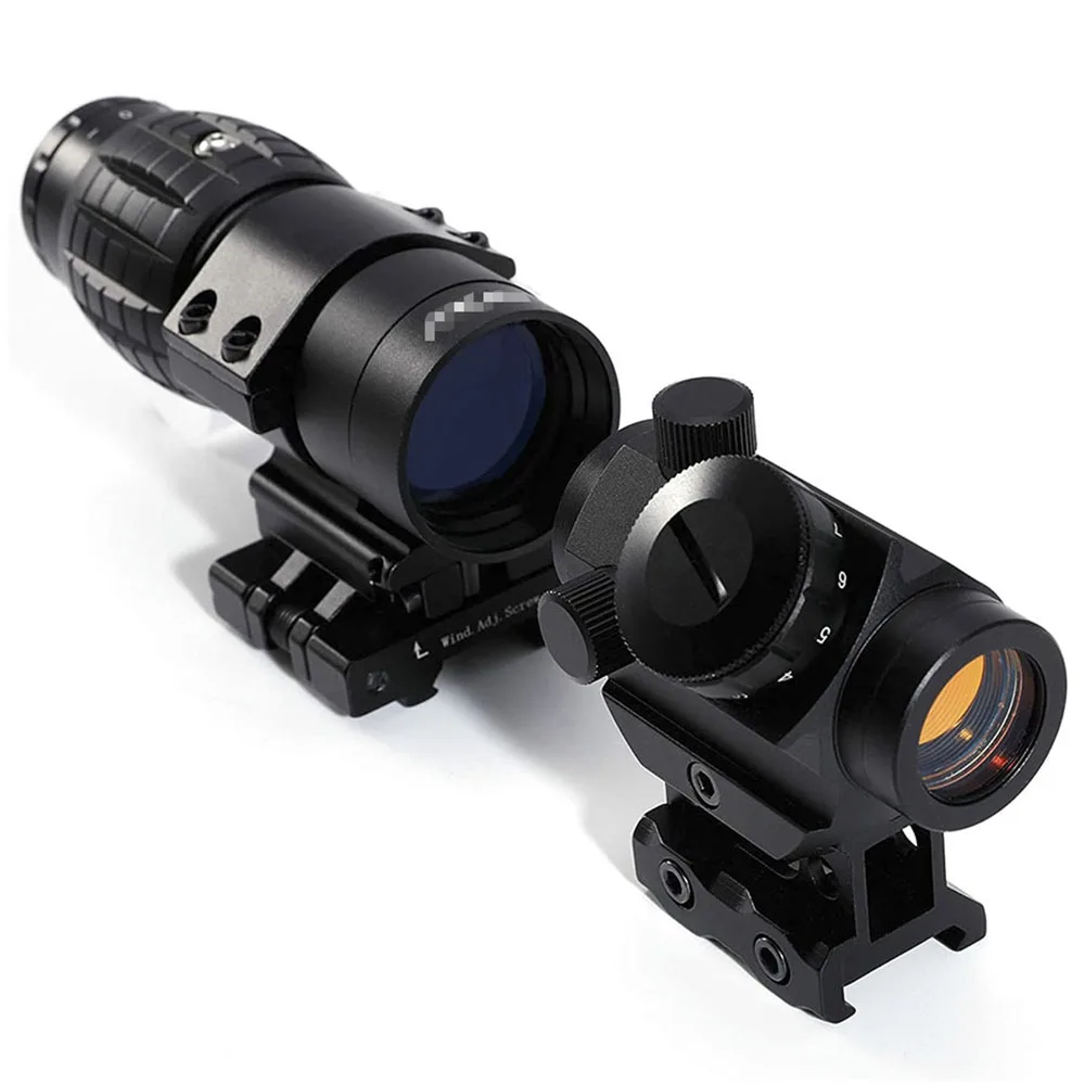 

3X Magnifier Scope 3-4 MOA Optic Holographic Riflescope with 1X20 Red Dot Sight Combo for Tactical Hunting Airsoft Rifle