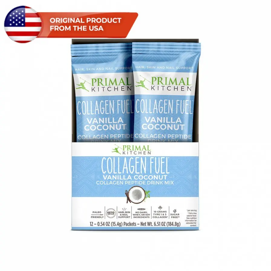 Primal Kitchen collagen fuel peptide drink mix коллагеново-пептидный cocktail flavored vanilla and coconut 12 chunk -