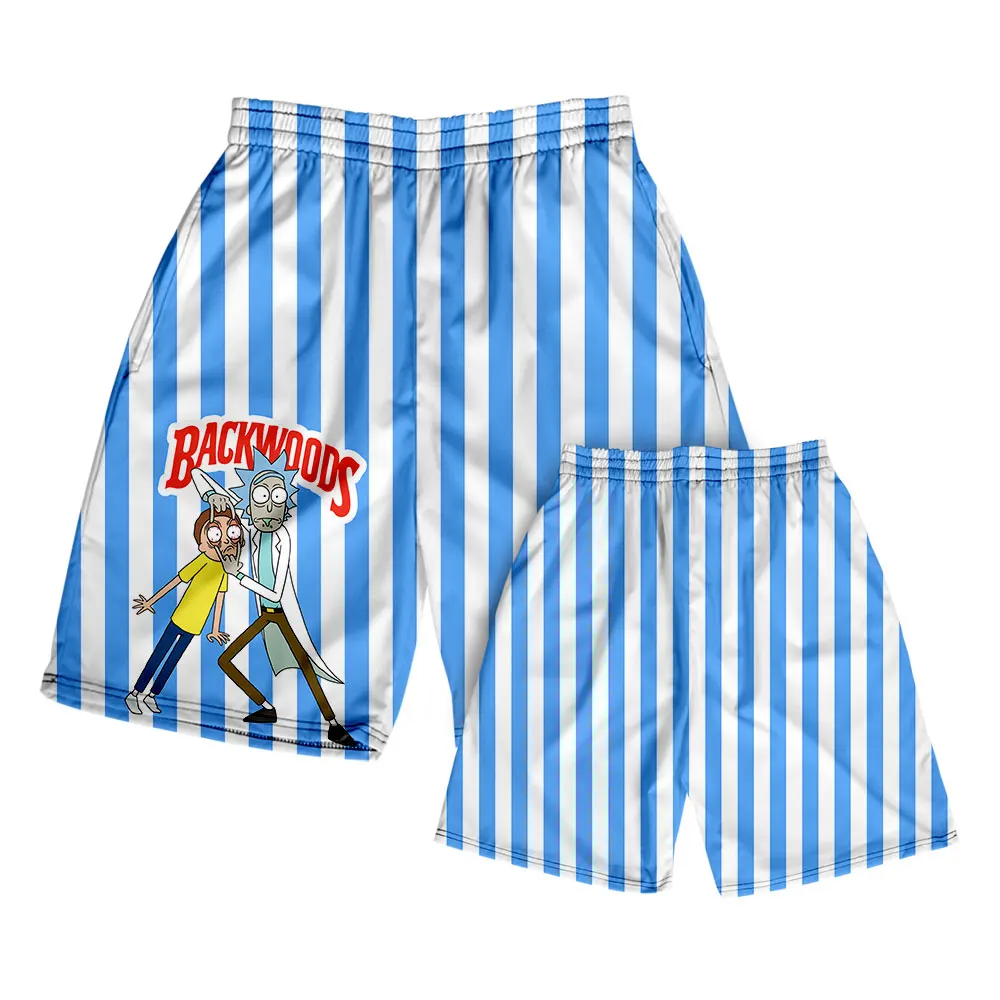 

New Summer 2022 Men Shorts Hawaii Swim Surf Outdoor Sports Running Casual Beach Backwoods Anime Print Loose Cool Easy Dry Pants
