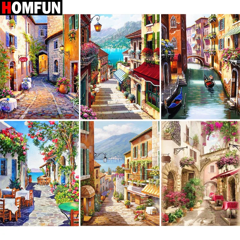 

Алмазная 5D Вышивка HOMFUN «уличный цветок», полноразмерная круглая/квадратная картина из страз «сделай сам», вышивка крестиком, домашний деко...