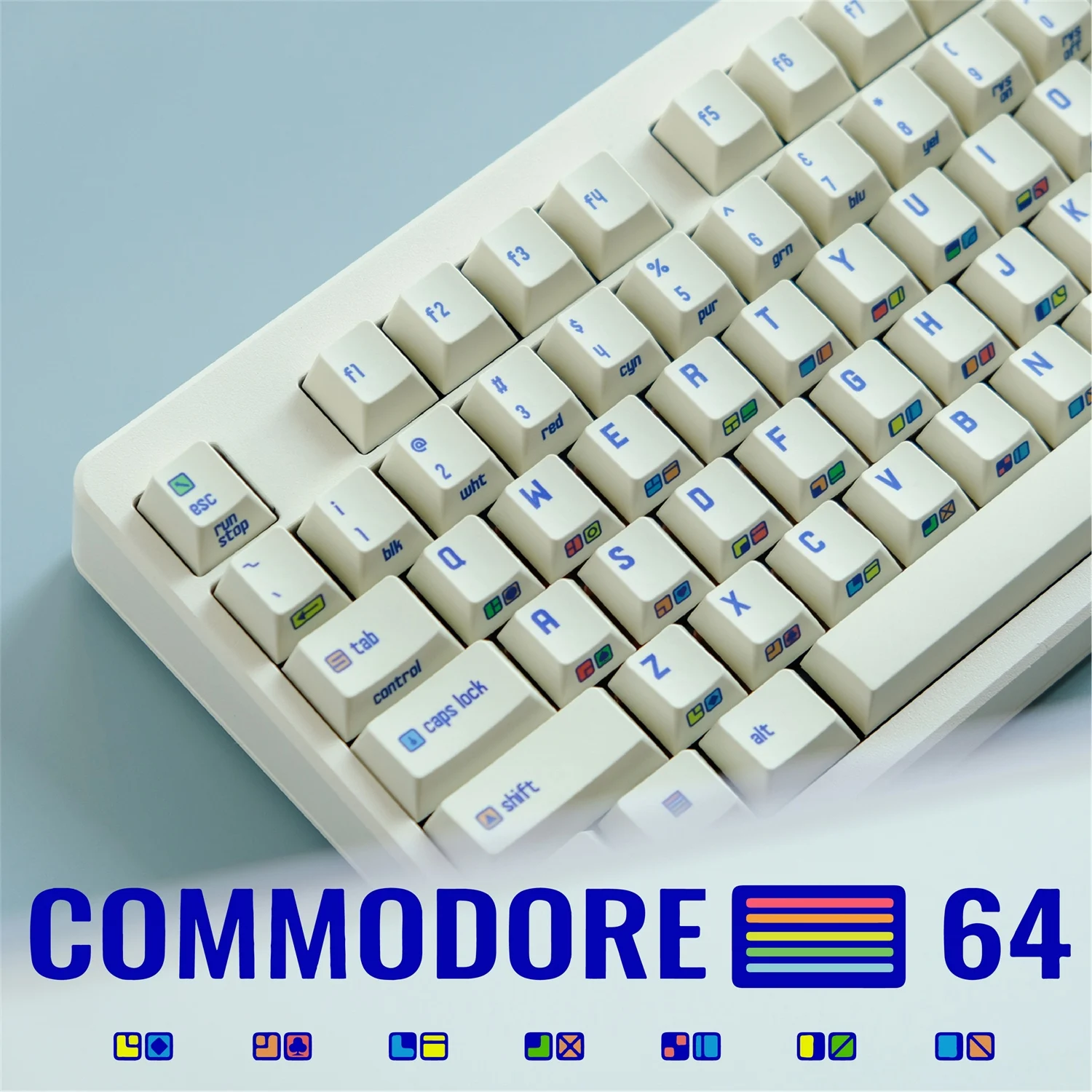 

153 Keys Commodore 64 C64 Theme Keycaps PBT Dye Sublimation Key Caps Retro Cherry Profile Keycap With ISO Enter 7U Spacebar