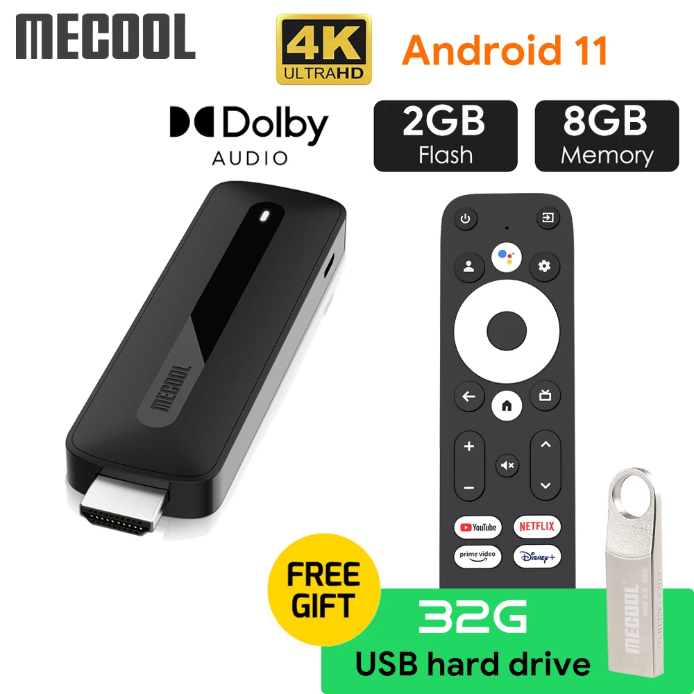 TV Stick Android 11 4K with Google Certified Amlogic S905Y4 2+8G WiFi 2.4G/5G AV1 HDR Dolby Audio GoogleTV OS TV Media Player