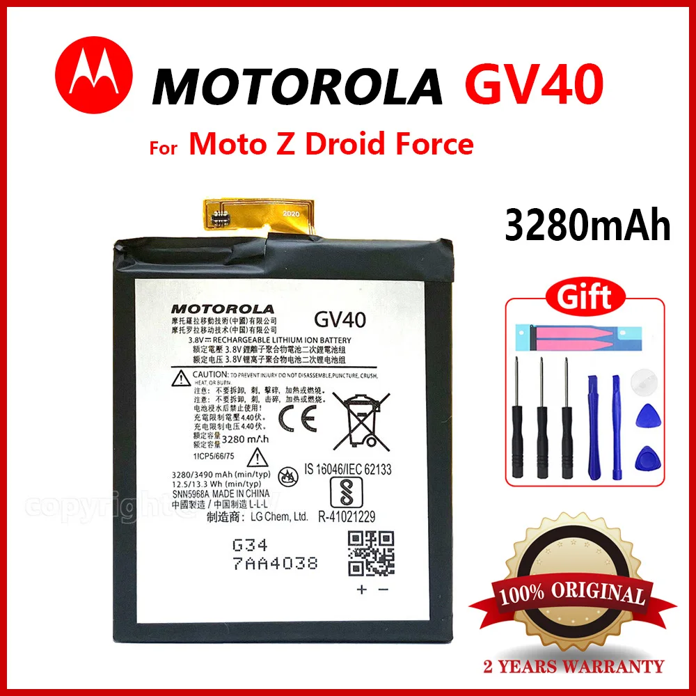 

100% Original Motorola 3280mAh GV40 Battery For Moto Z Droid Force XT1650-02 High quality Battery Repalcement Batteries