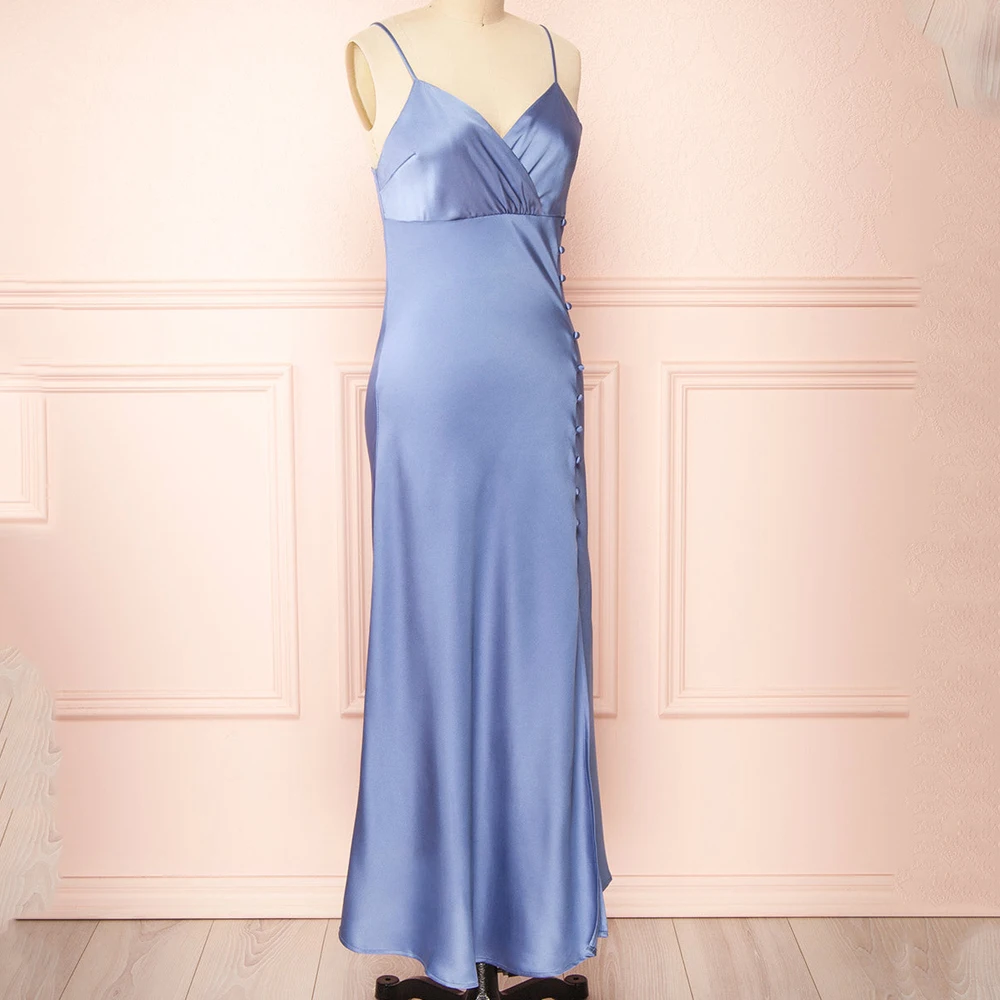 Простой V-образный вырез трапециевидная Женская подружка невесты женское платье