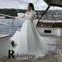 ruhair beach charming wedding gown for bride spaghetti straps geogeous off the shoulder customised robe de soir%c3%a9e de mariage
