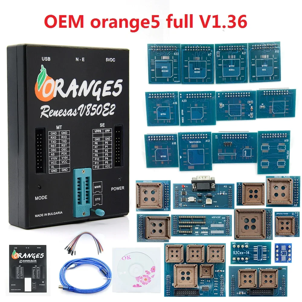 

Программатор Orange5 Full V1.36 Plus, профессиональное программирующее устройство с полным адаптером, новинка 2022