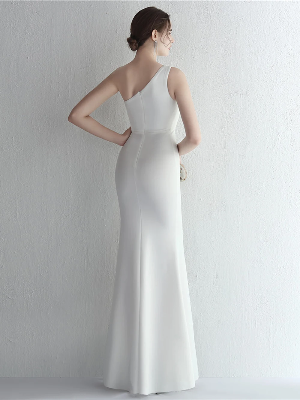 White Satin Party Dress Sheath Mermaid Evening Dresses Long Elegant Women's Wedding Party Dress Cocktail Dresses