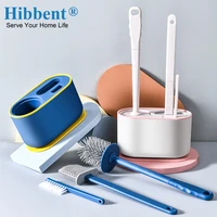 hibbent wall mounted tpr toilet brush long handled toilet brushes with base bathroom no dead cleaning tools bathroom accessories
