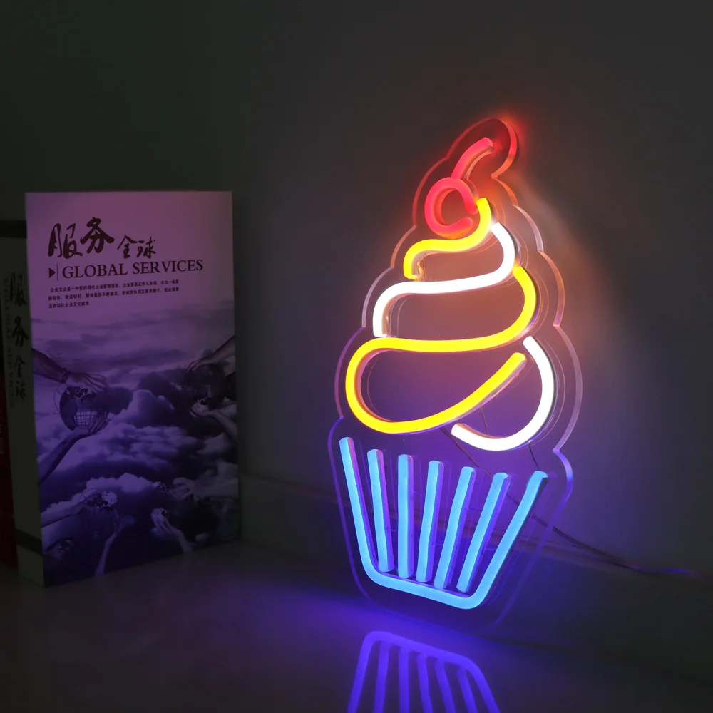 cherry cupcake led neon sign,flexible neon sign for cake shop,led neon sign,flex neon