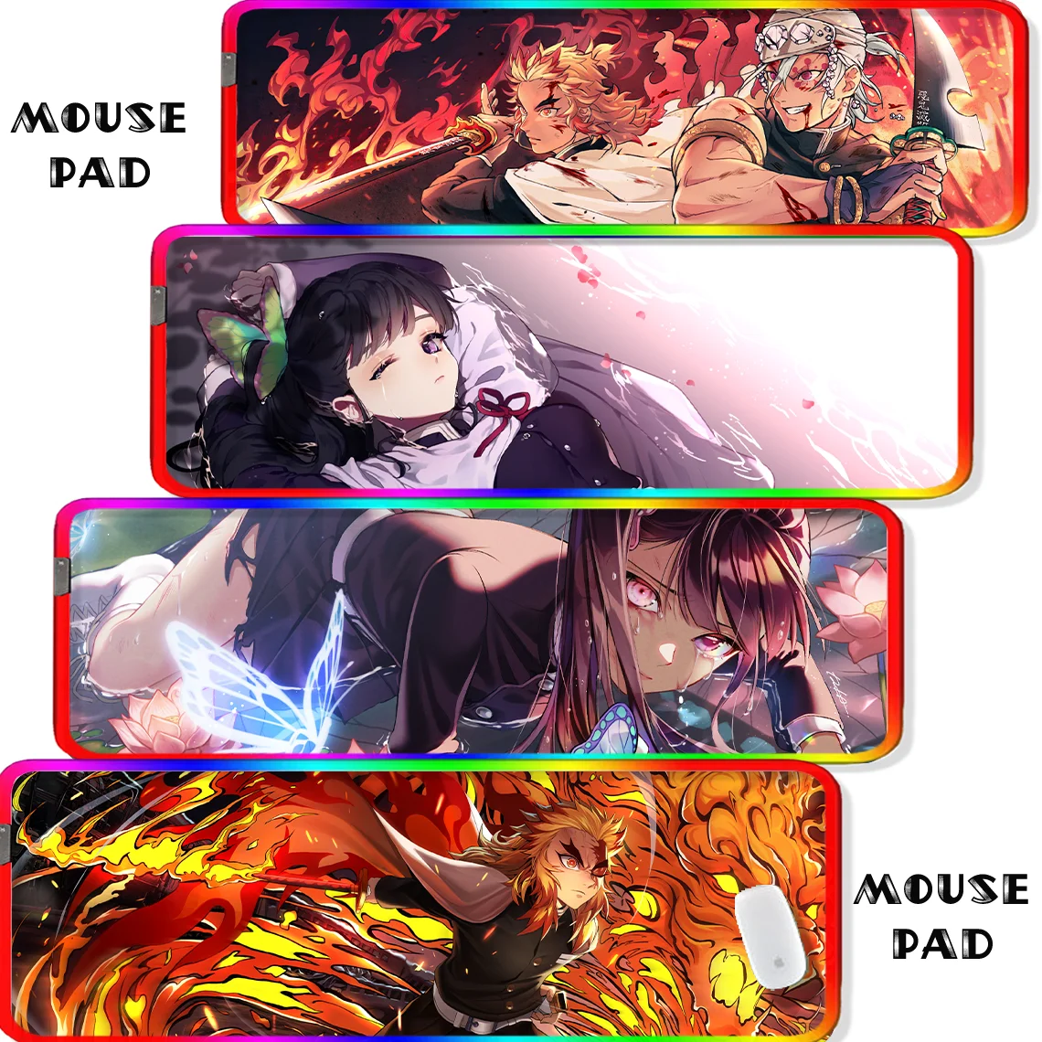 

Anime Demon Slayer Gaming Mouse Pad RGB LED Gamer Computer Desk Keyboard Kamado Nezuko Locrkand manga Mouse Pad