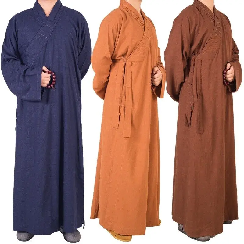 Buddhist Robe Men Women Cotton Linen Buddhism Long Meditation Master Monk Gown